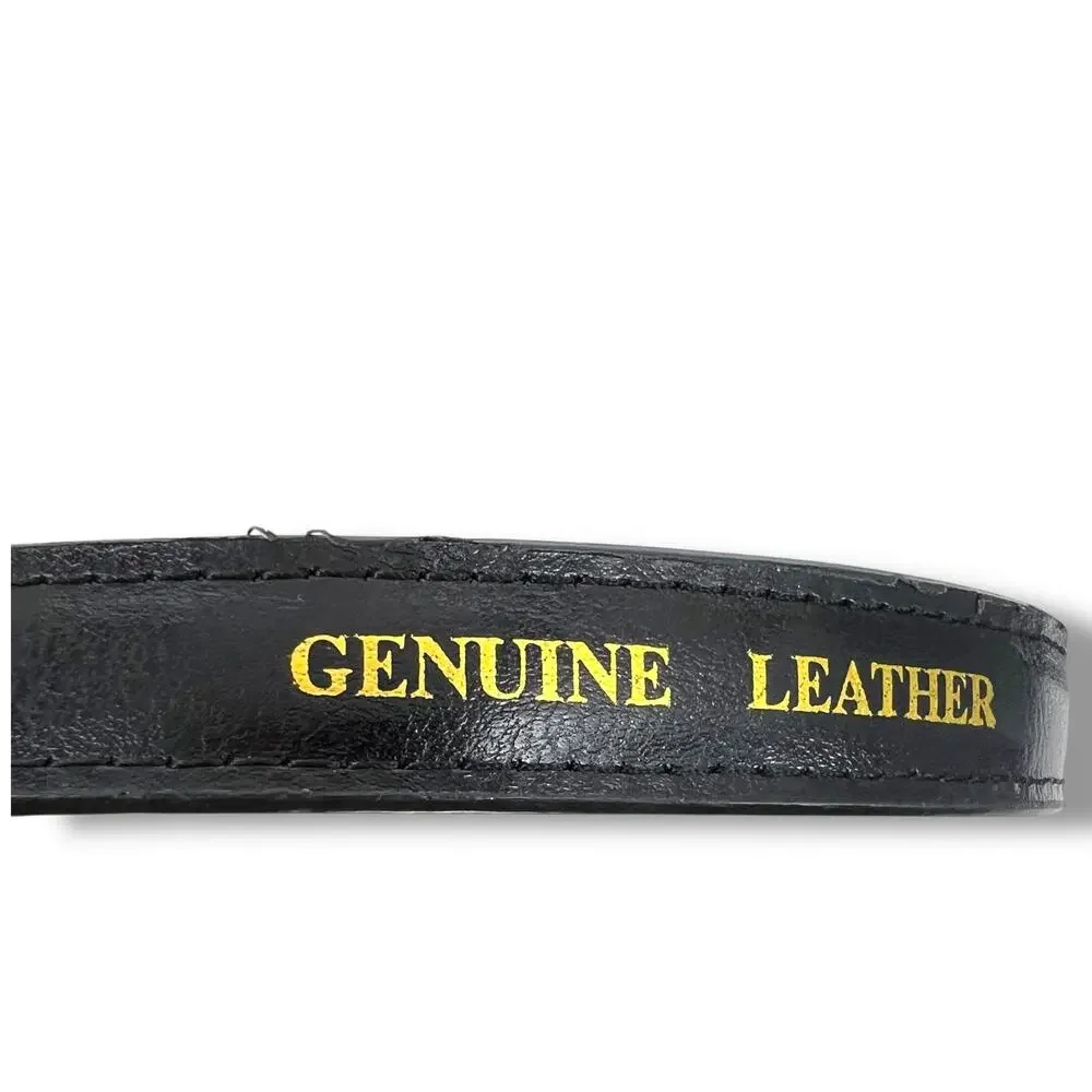 Black Leather Belt With Silver Floral Hearts Motif Buckle Western Goth Preppy